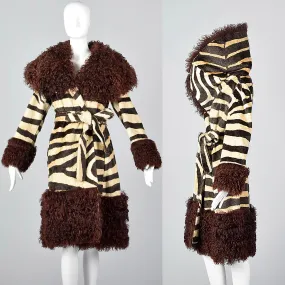 Incredible Mongolian Lamb and Faux Zebra Coat with Dramatic Collar