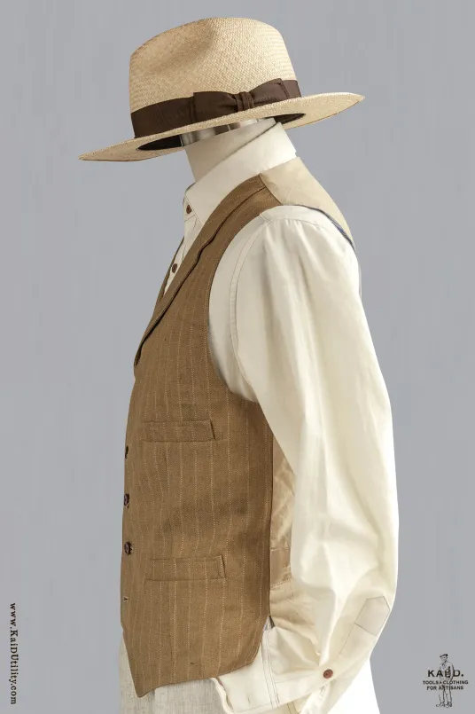 Italian Linen Doyle Vest - Tan - M