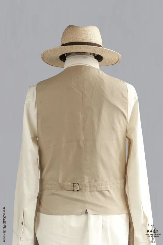 Italian Linen Doyle Vest - Tan - M