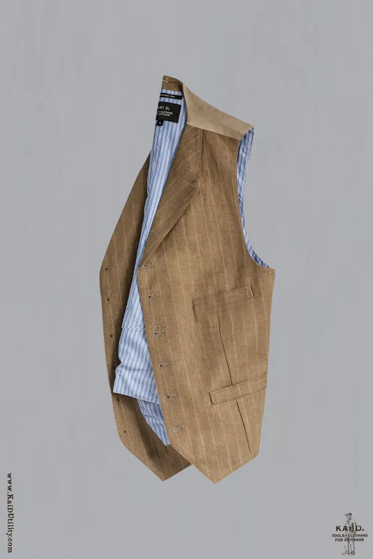 Italian Linen Doyle Vest - Tan - M