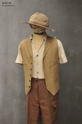 Italian Linen Doyle Vest - Tan - M