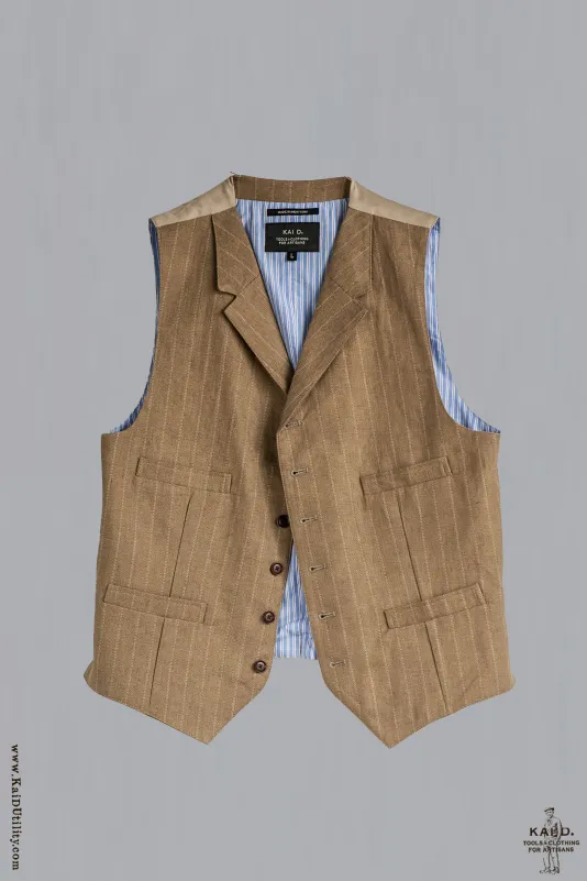 Italian Linen Doyle Vest - Tan - M