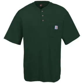 K84 - Loose fit heavyweight short-sleeve pocket henley t-shirt- Hunter Green