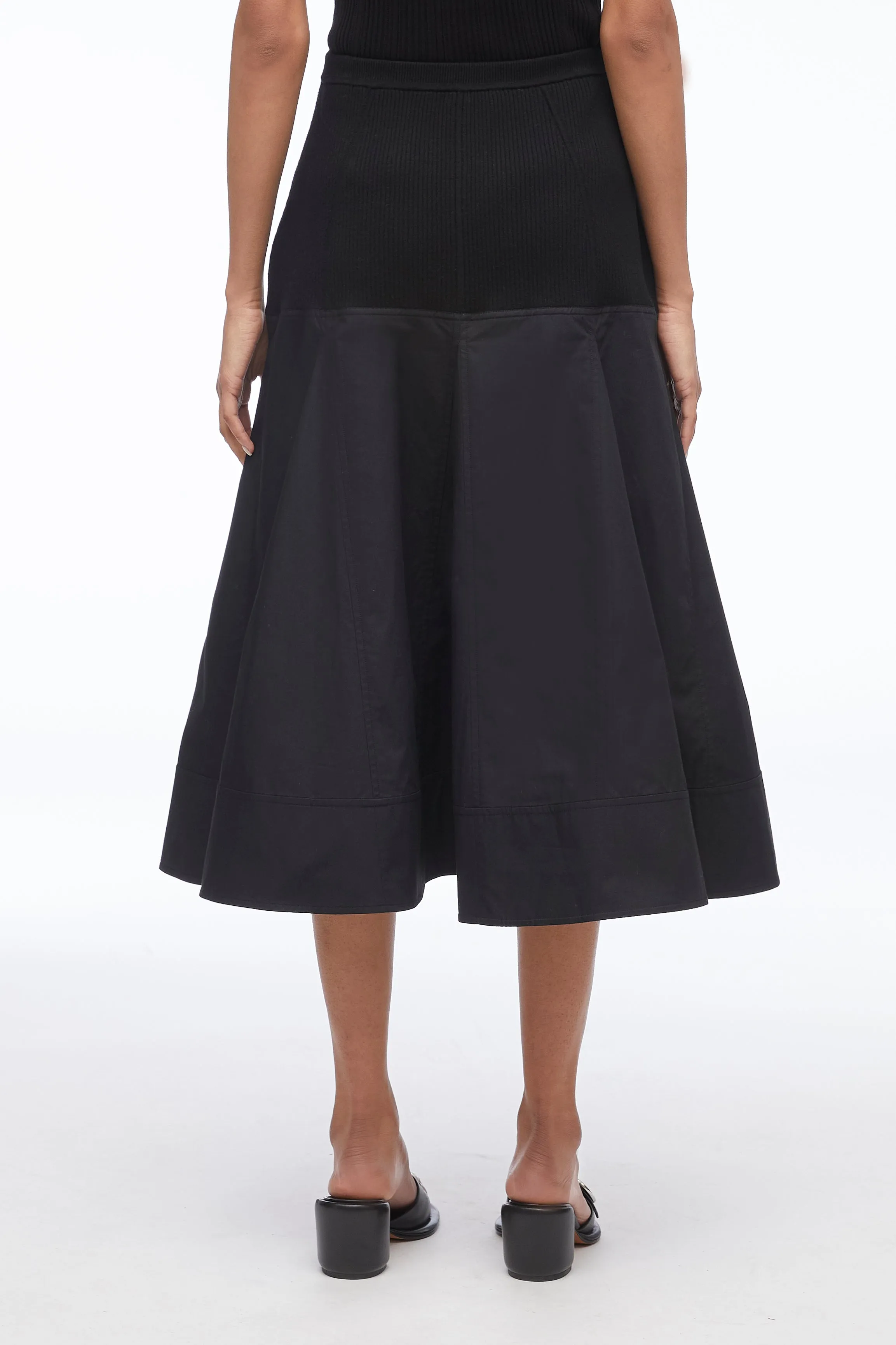 Knit Poplin Midi Skirt