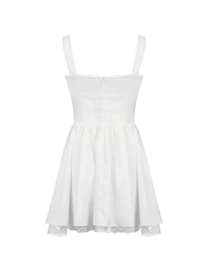 Lace Panel Pleated Dress