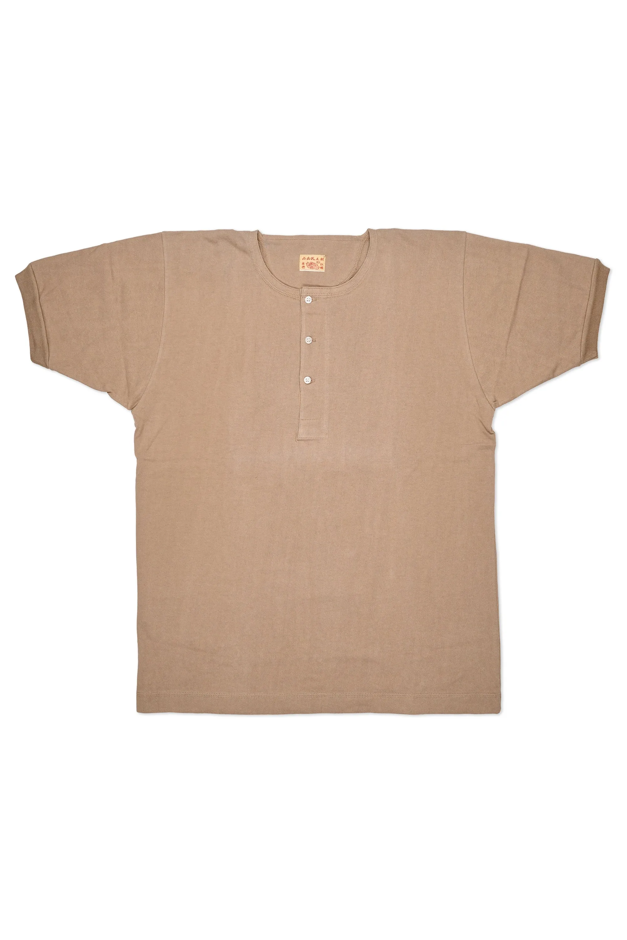 Lee Kung Man Brown Henley Neck Cotton T-Shirt *sample*