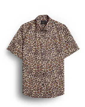 Leopard print half sleeve shirt for men