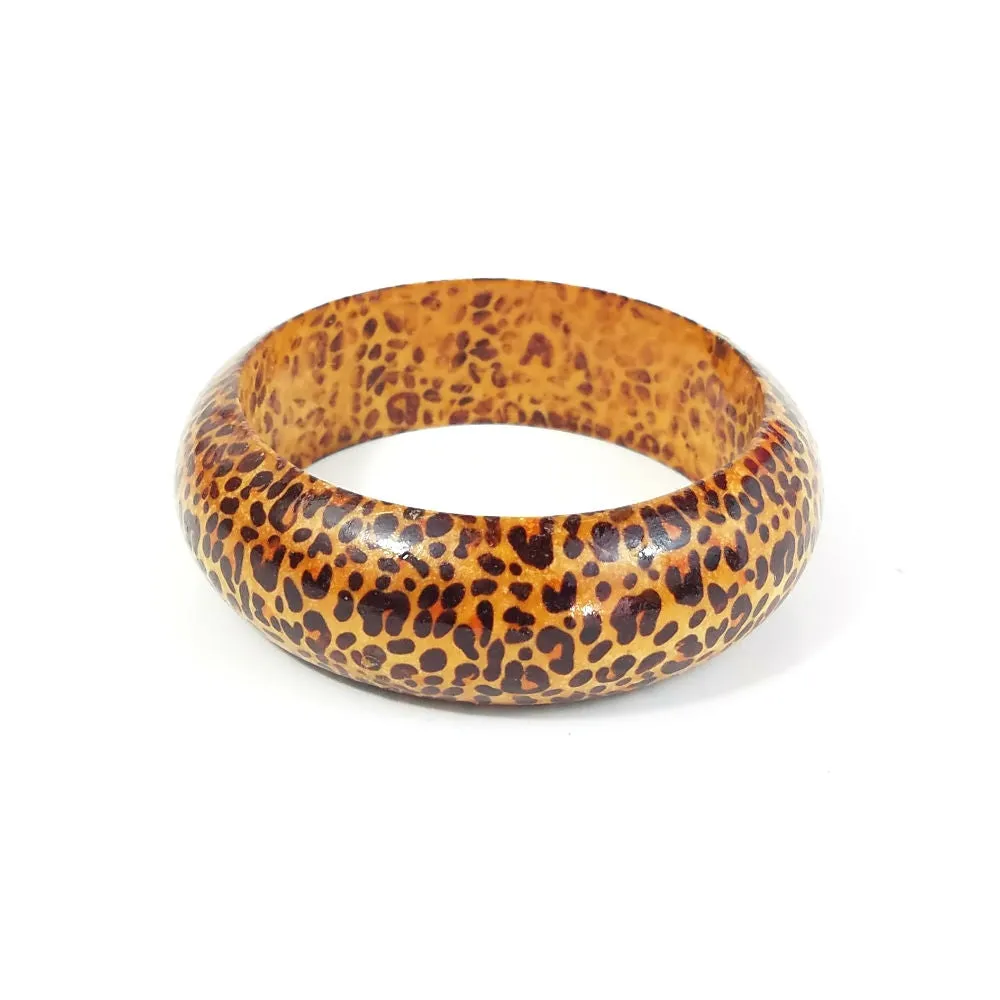 Leopard Print Wood Bangle