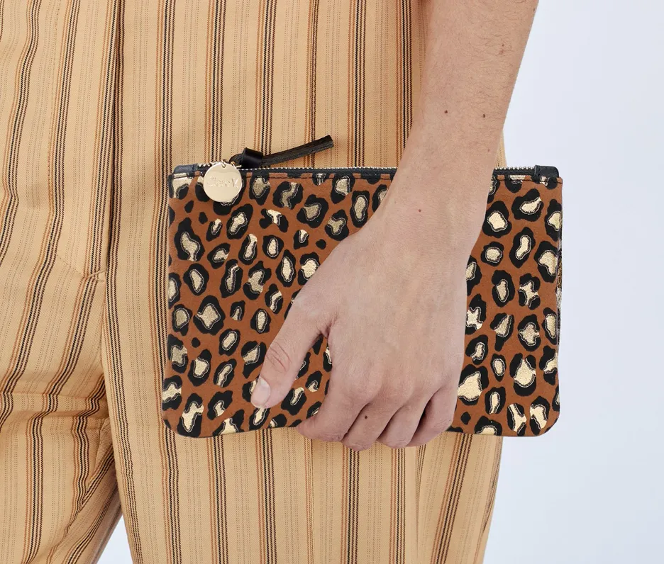 Leopard Suede Wallet Clutch