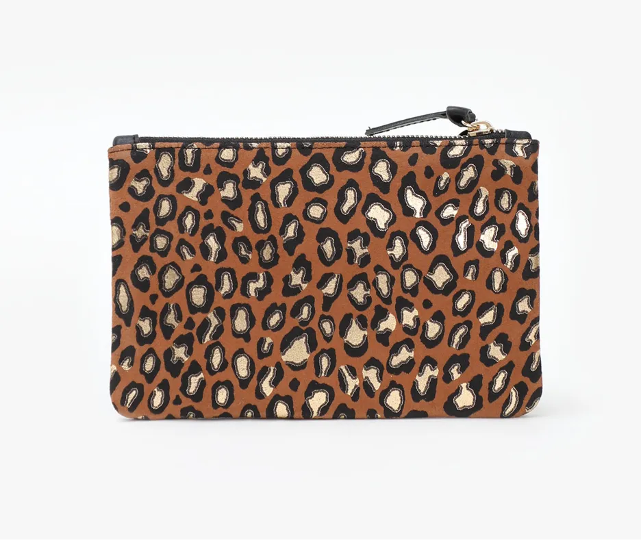 Leopard Suede Wallet Clutch