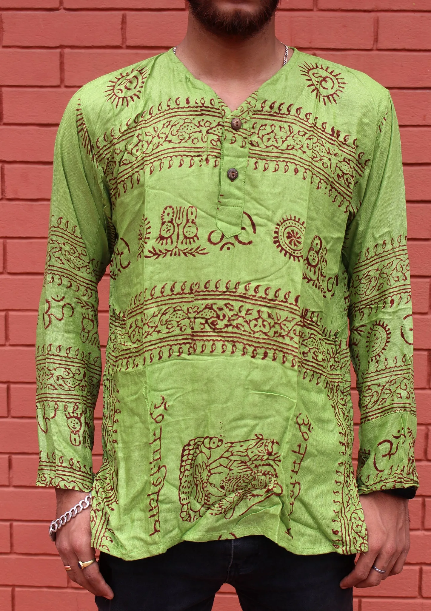 Light Green Cotton Om Prayer Shirt/ Yoga Shirt