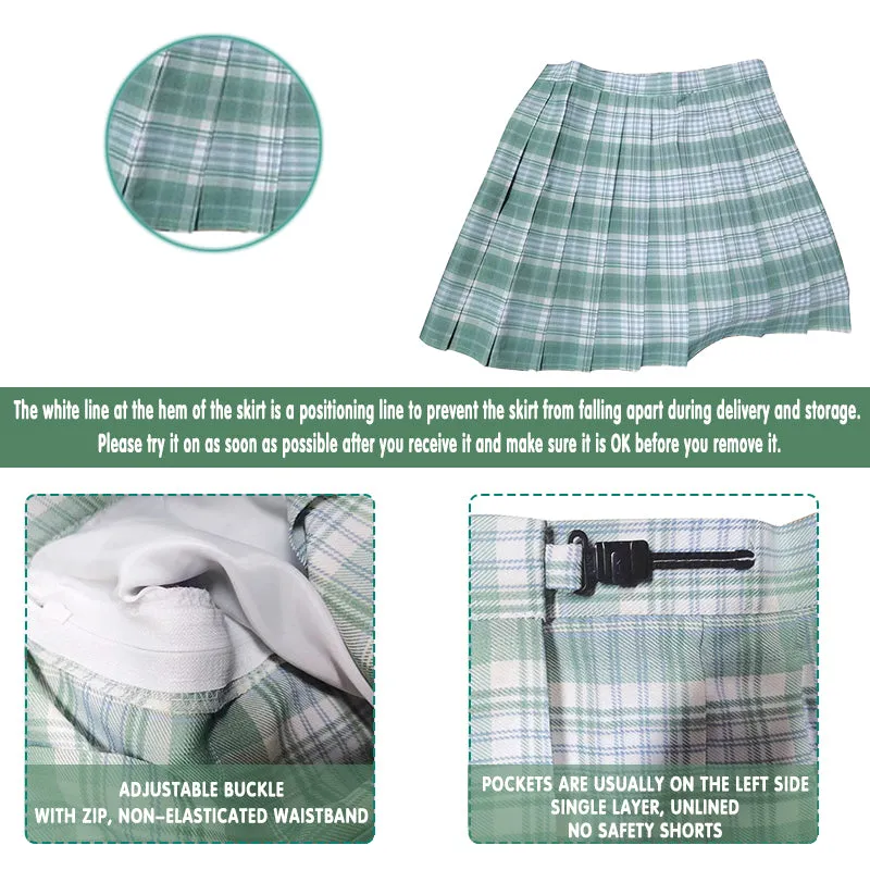 Light Green Plaid JK School Skirt Set