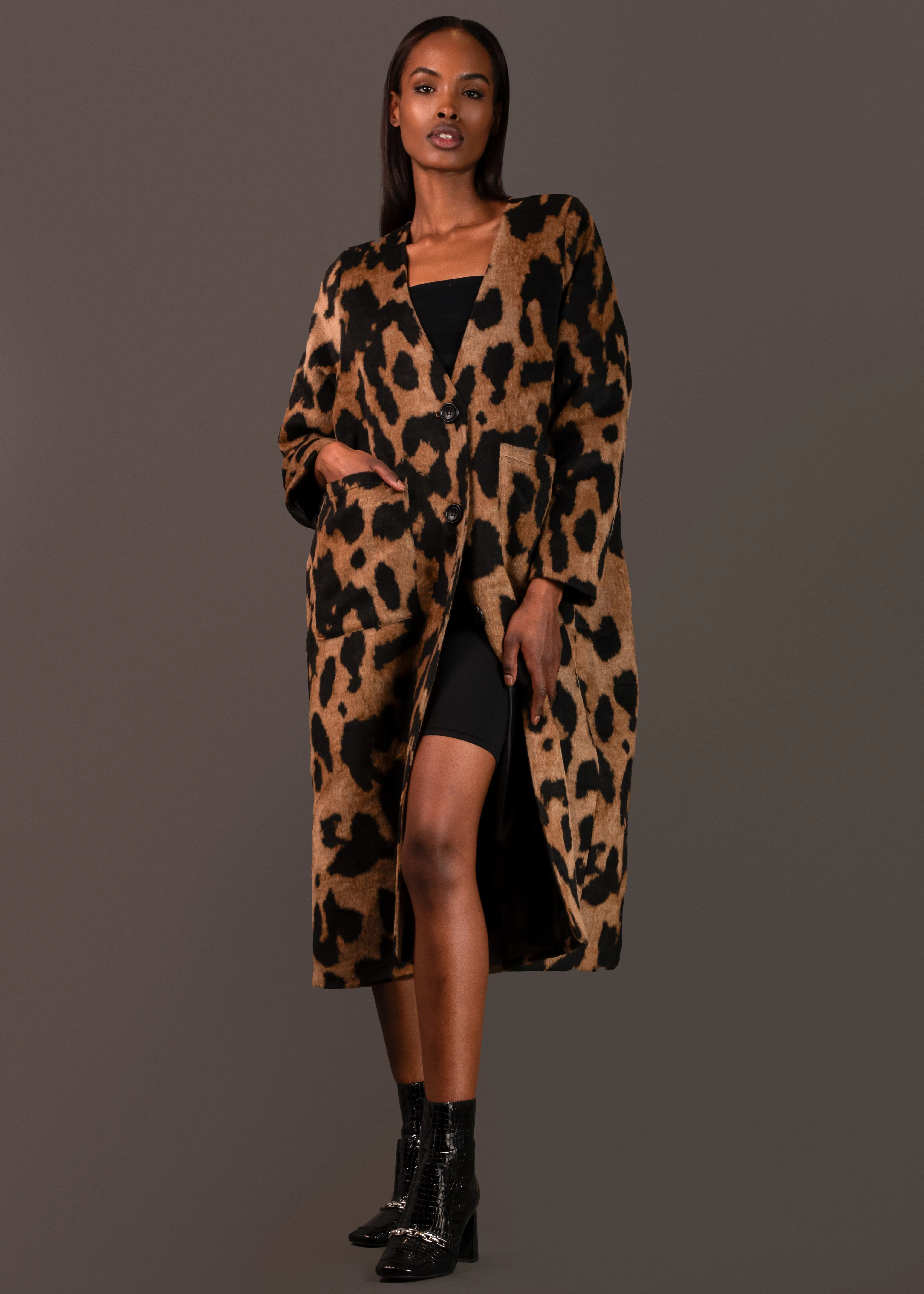 Lightweight Leopard Faux Fur Coat