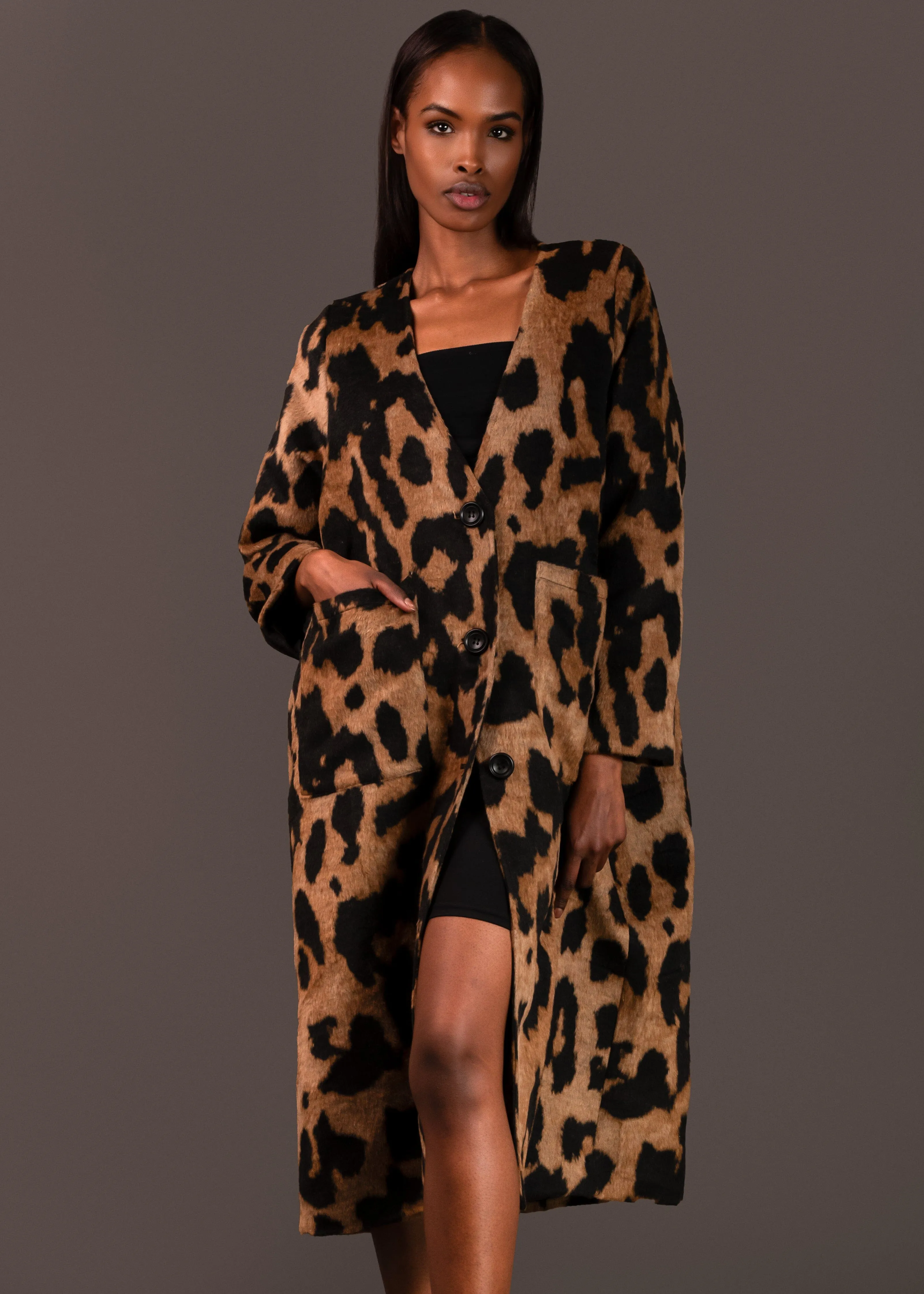 Lightweight Leopard Faux Fur Coat