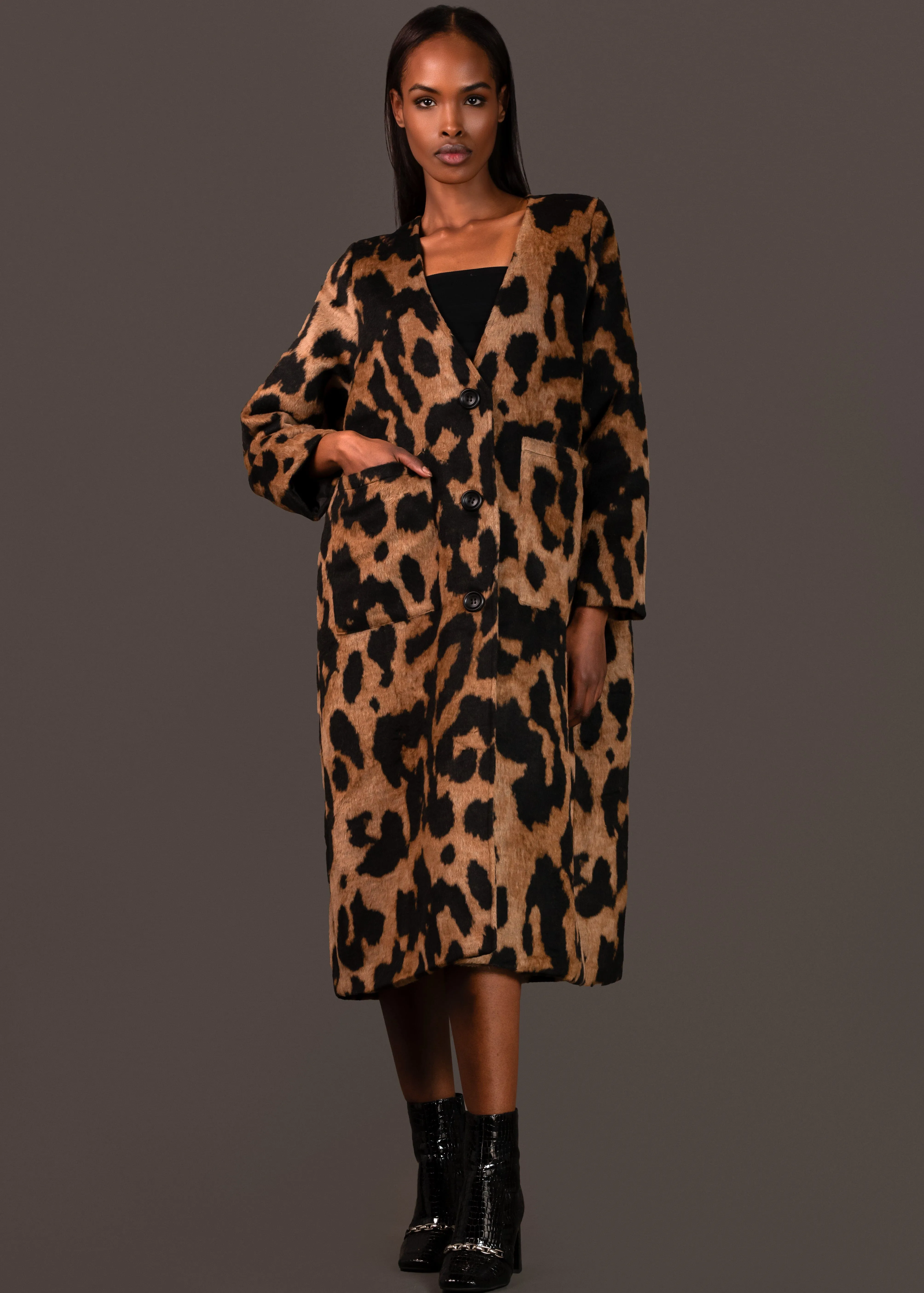 Lightweight Leopard Faux Fur Coat