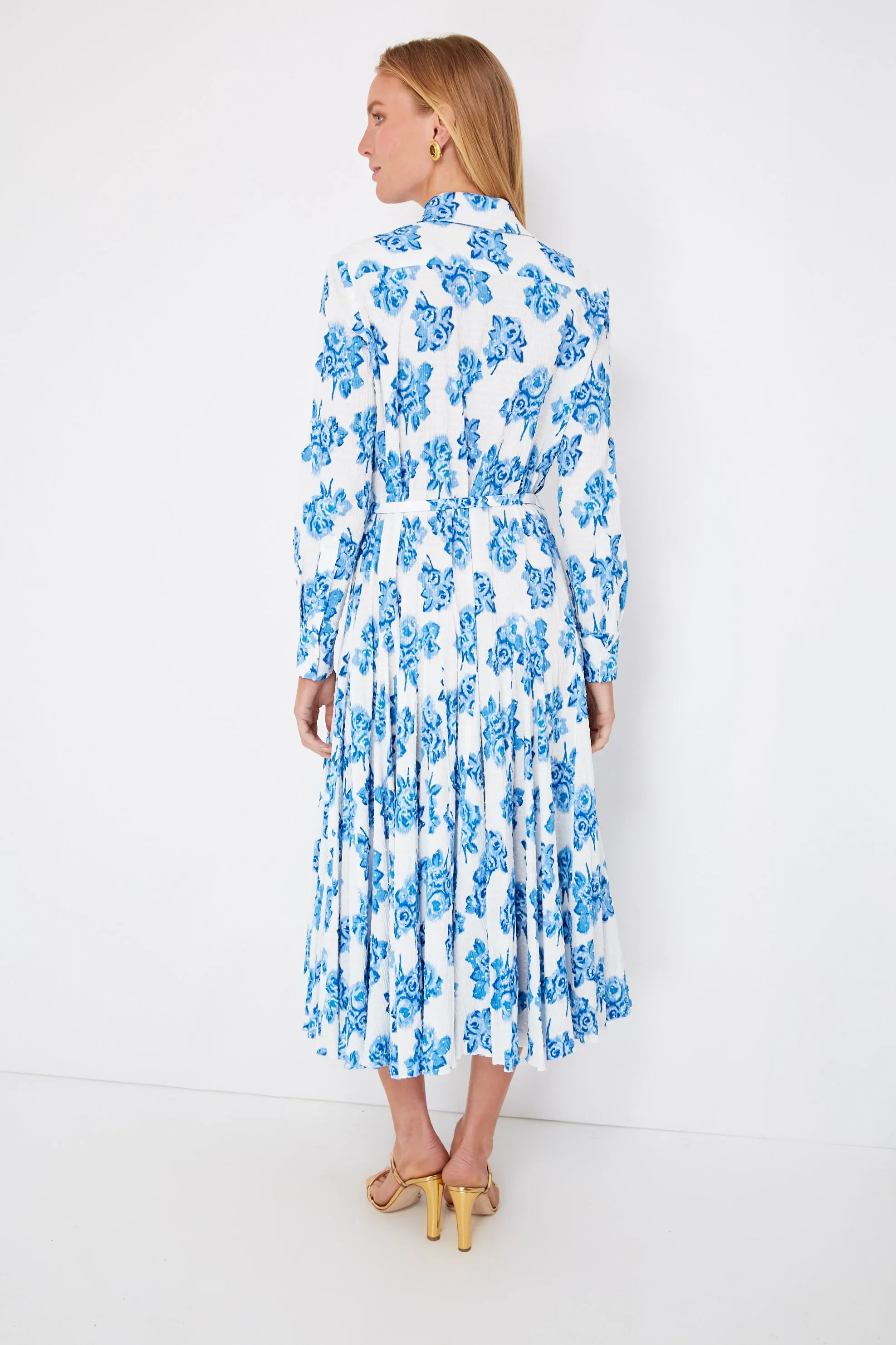 Little Moire Roses Blue Marion Dress