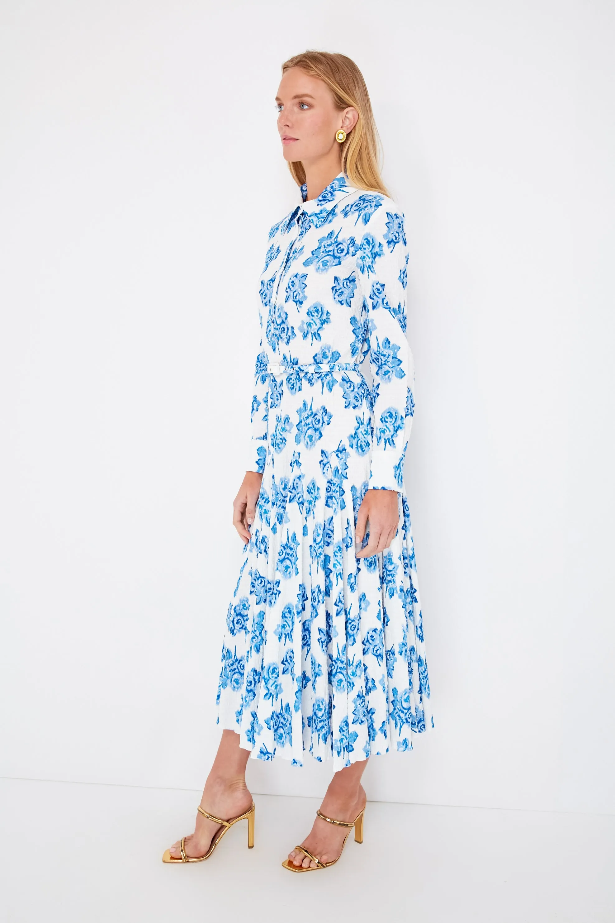 Little Moire Roses Blue Marion Dress