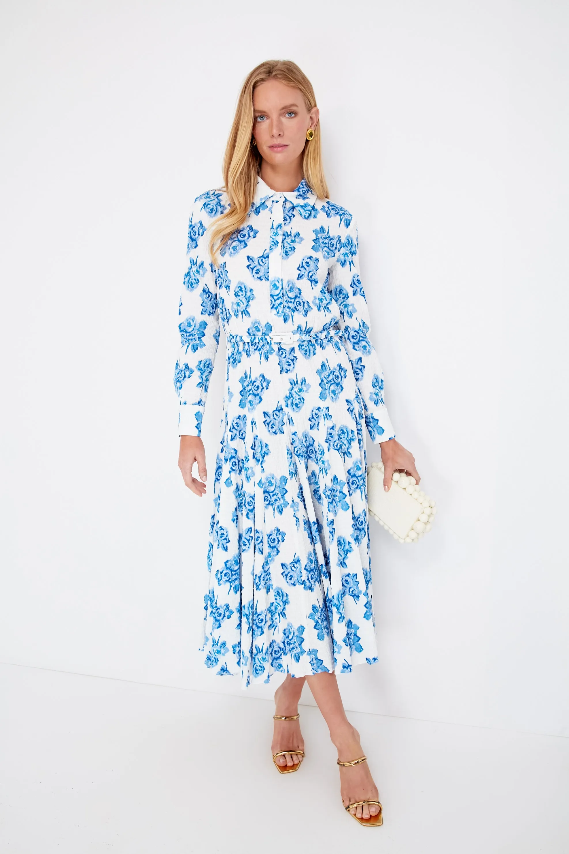 Little Moire Roses Blue Marion Dress