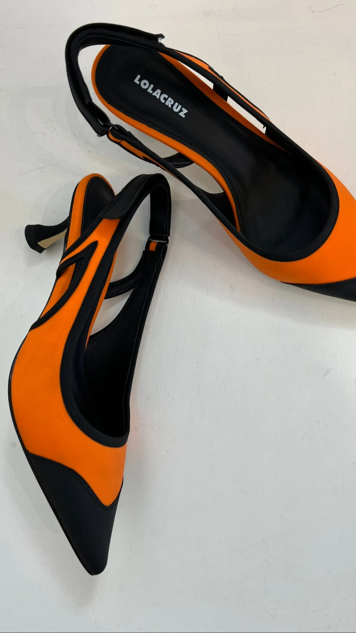 Lola Cruz Orange Neoprene Slingback