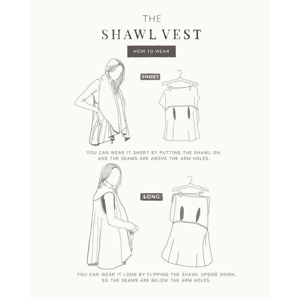 Look By M Basic Shawl Vest Charcoal