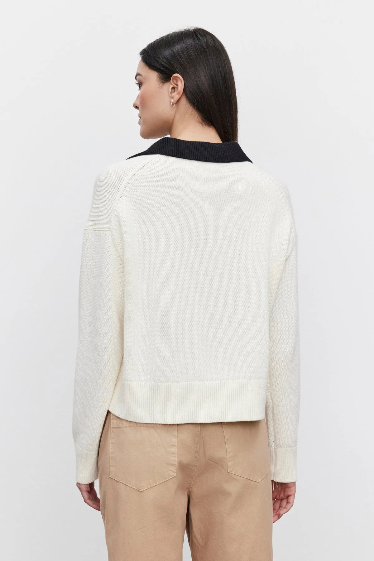 LUCIE COTTON CASHMERE POLO SWEATER