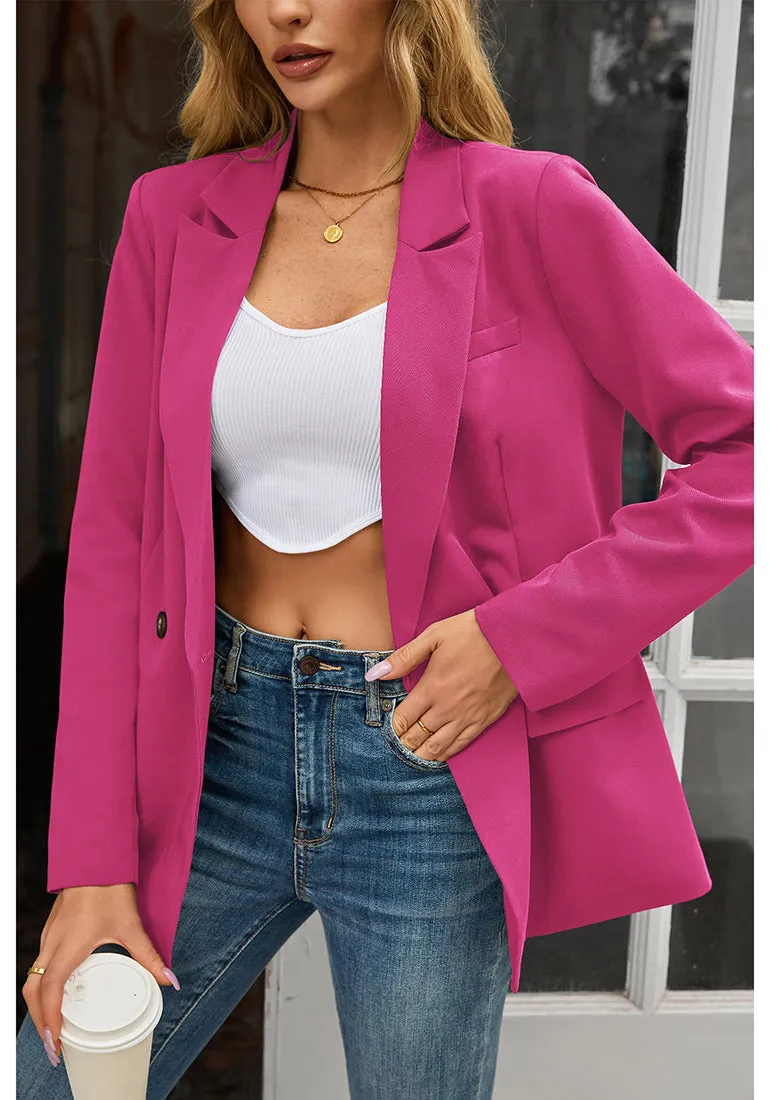 Magenta Blazer Jackets for Women Business Casual Outfits Work Office Blazers Lightweight Dressy Suits with Pocket