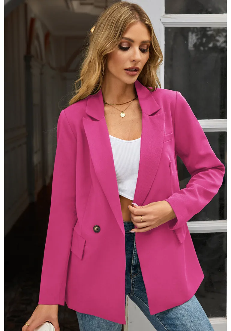 Magenta Blazer Jackets for Women Business Casual Outfits Work Office Blazers Lightweight Dressy Suits with Pocket