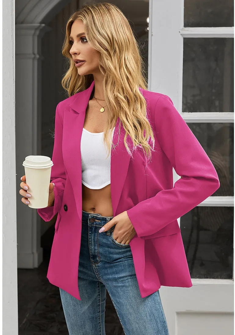 Magenta Blazer Jackets for Women Business Casual Outfits Work Office Blazers Lightweight Dressy Suits with Pocket