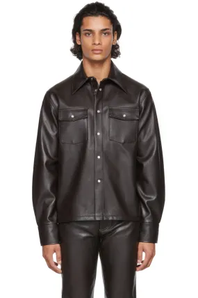 Men’s Black Leather Trucker Shirt