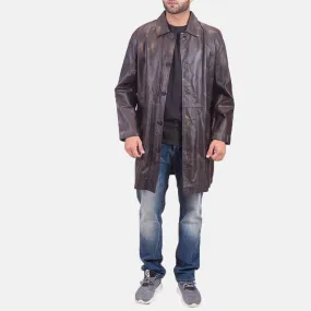 Mens Classmith Brown Leather Coat