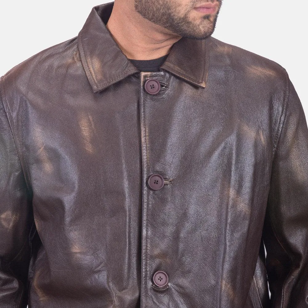 Mens Classmith Brown Leather Coat