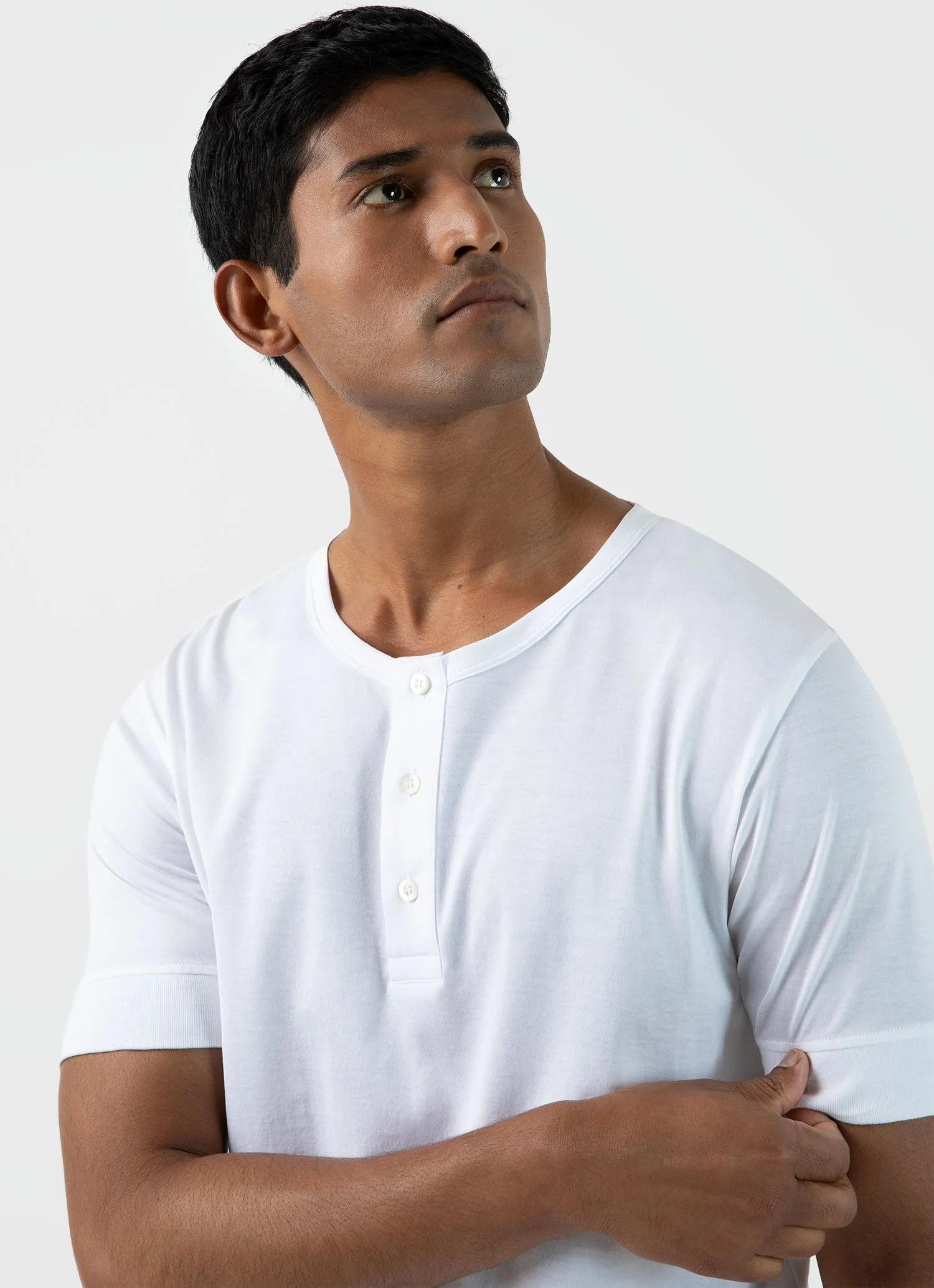 Men's Henley T-shirt in White