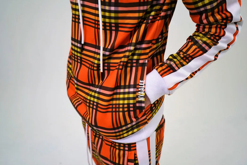 Men’s Slim-Fit Orange Stripe Tracksuit Set – Bold & Stylish Two-Piece Outfit for a Standout Look