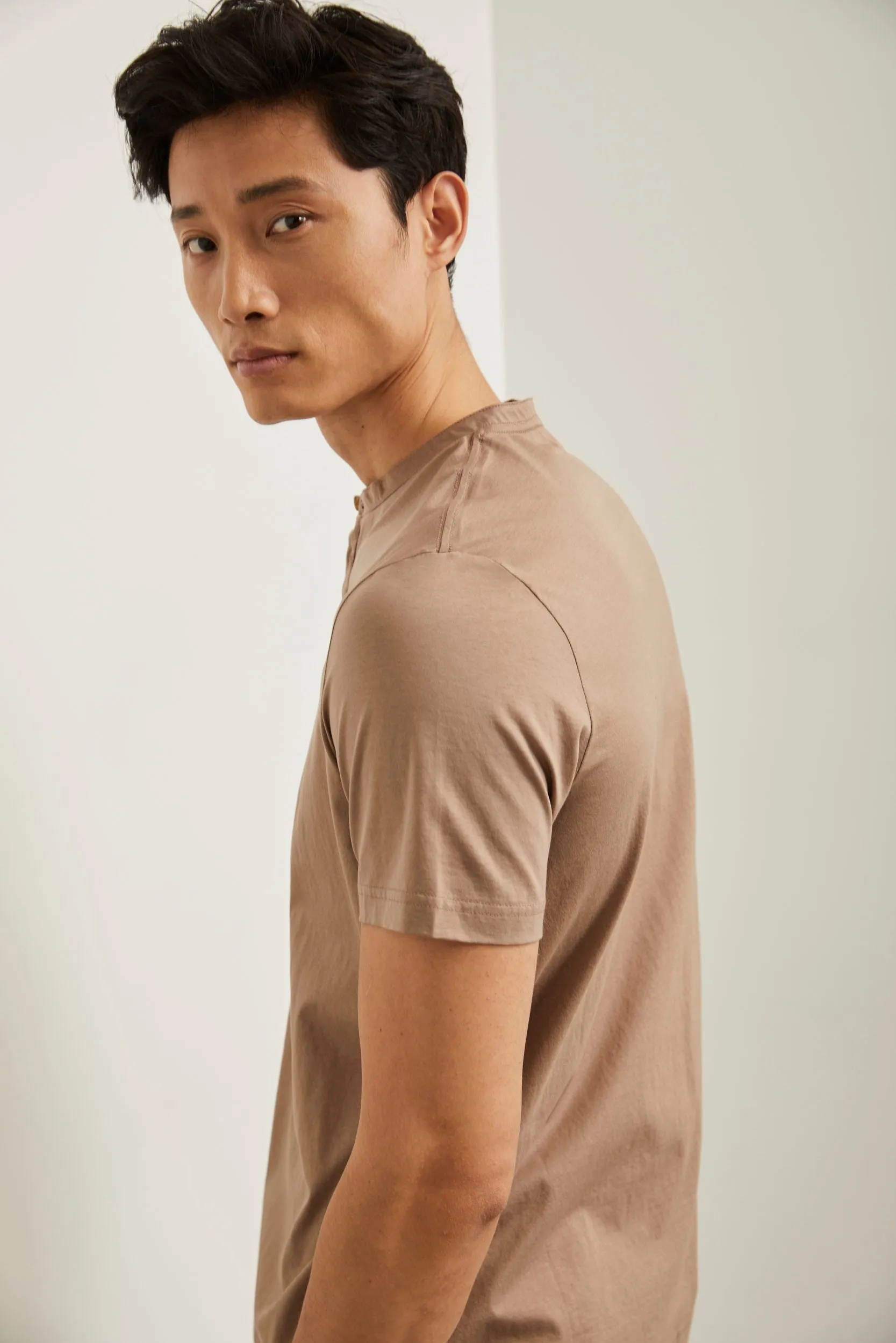 Mercerized henley t-shirt