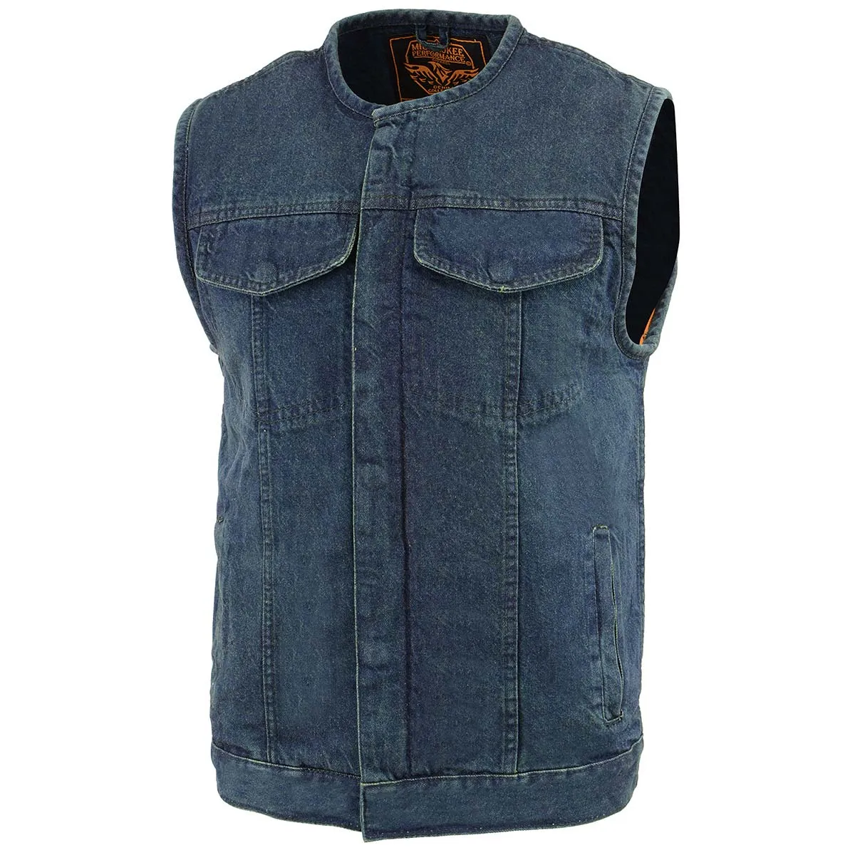 Milwaukee Leather MDM3001 Men's 'Covert' Blue Denim Collarless Club