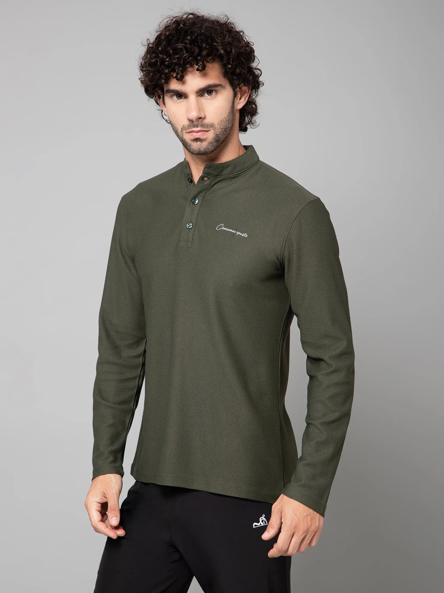 MINIMAL BUZZ THE HENLEY T-SHIRT-OLIVE