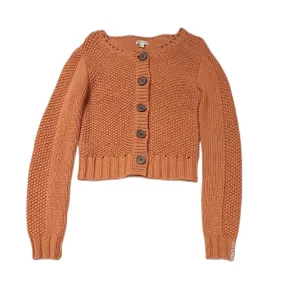 MNG Mango Buttoned Chunky Sweater in Orange Size Medium