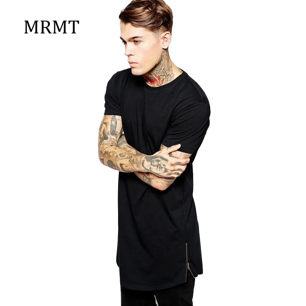 MRMT 2017 long t shirt Men Hip Hop Black t-shirt Longline Extra Long tee shirt for male Zipper Tops Over Size Streetwear tshirt