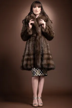 Natural Russian Caviar Feathered Sable Fur Coat