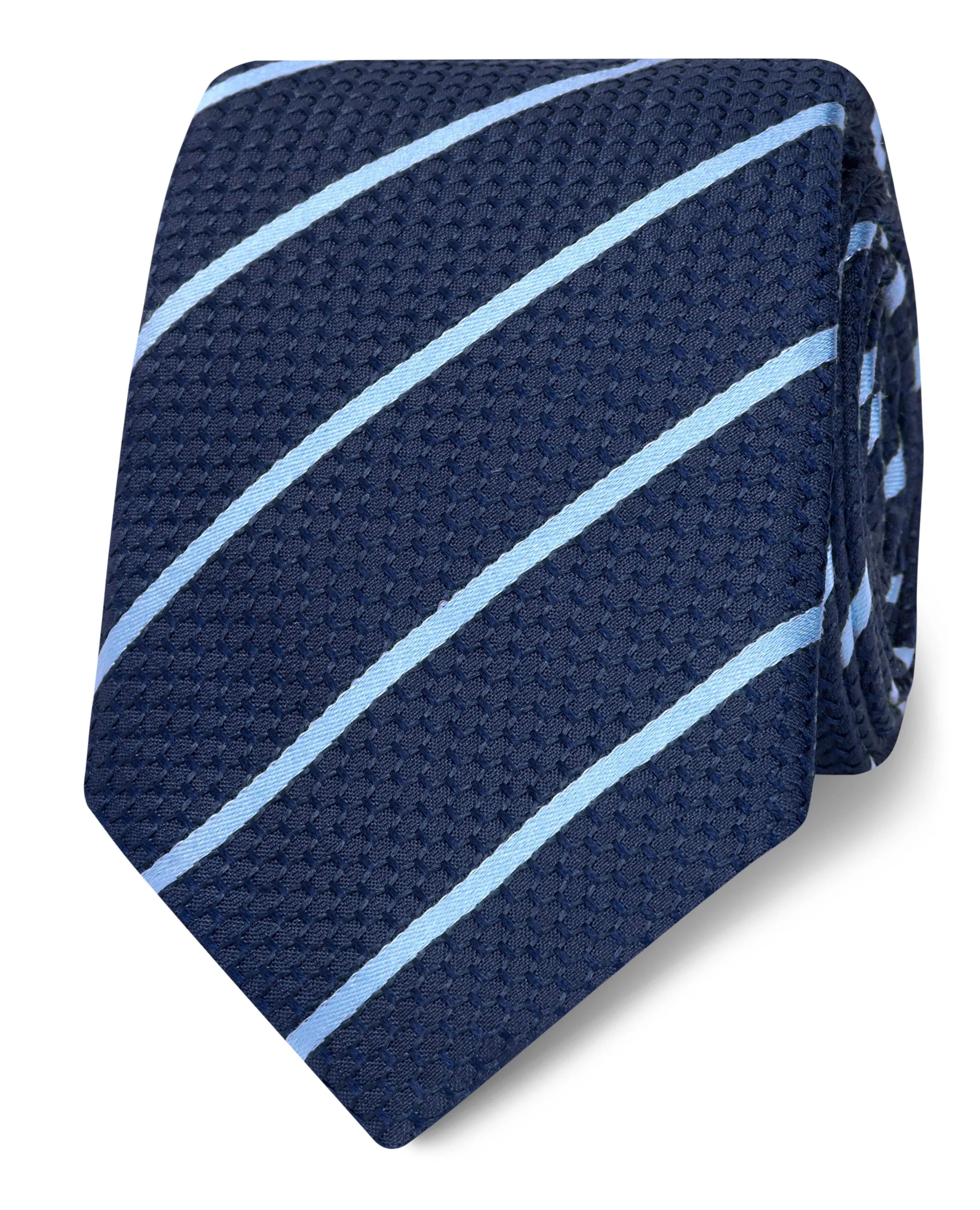 Navy and Blue Stripe Silk Slim Tie