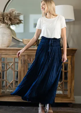 Navy Pleated Maxi Skirt - FINAL SALE