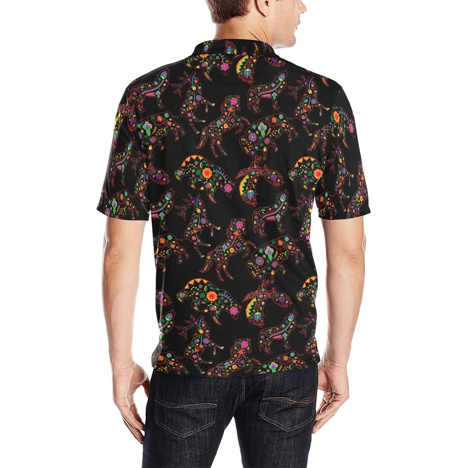 Neon Floral Animals Polo Shirt