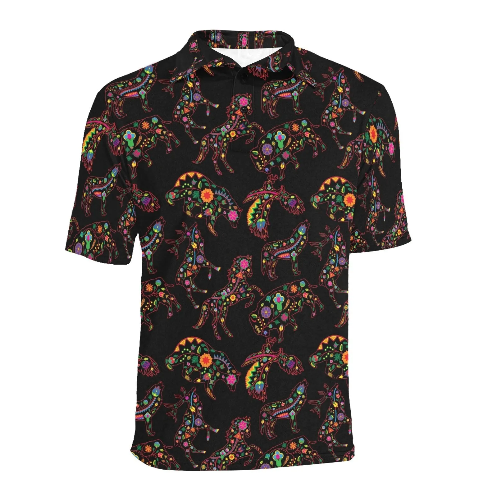 Neon Floral Animals Polo Shirt