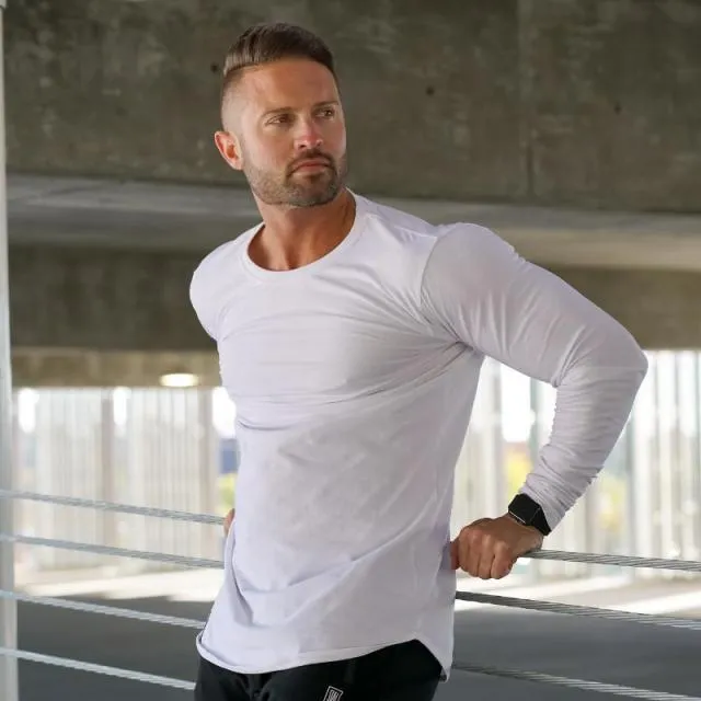 New Men Long sleeves Elasticity Tight cotton t shirts Man casual Gym Fitness Bodybuilding Jogger clothing Plus size M-2XXL