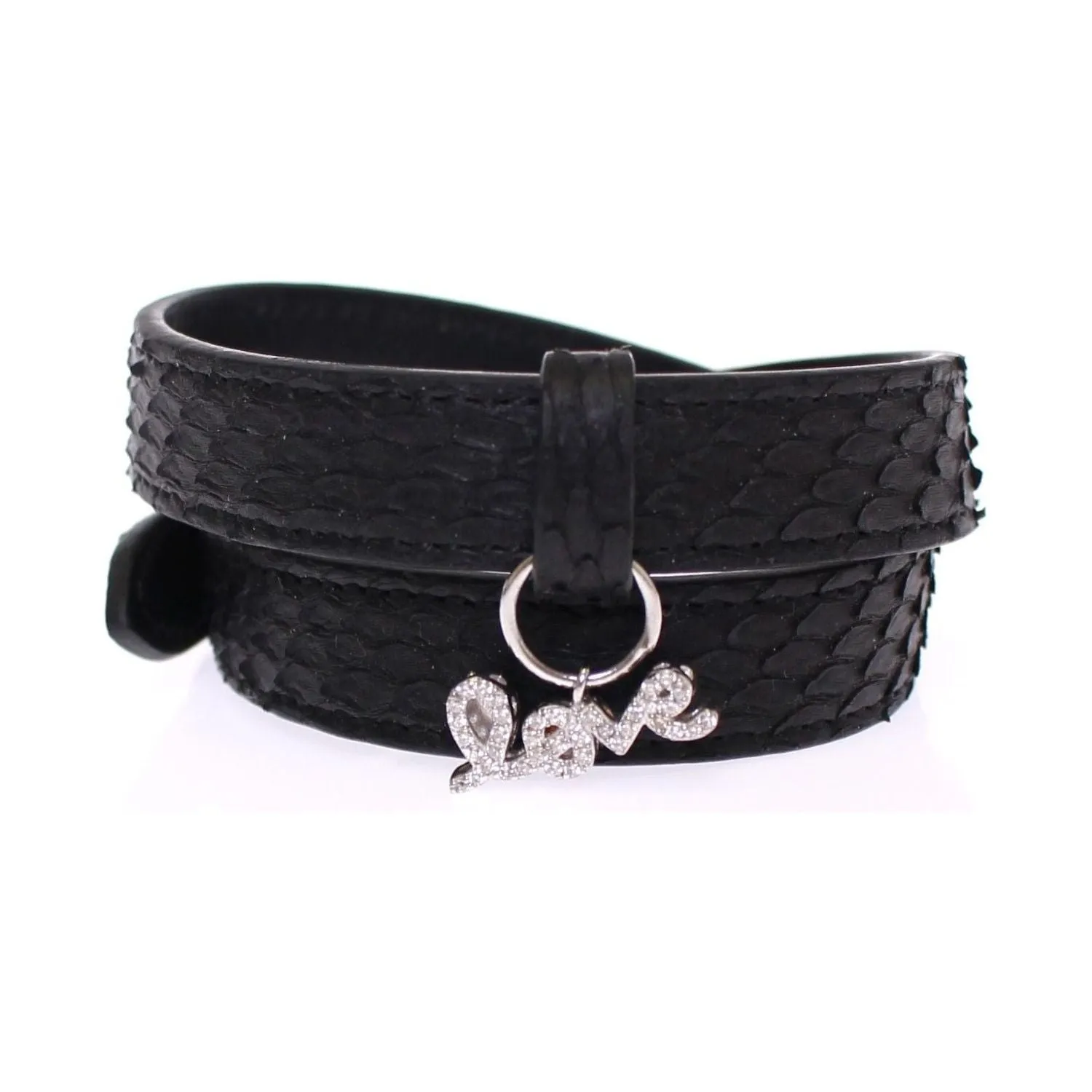 Nialaya Exquisite Black Snakeskin Silver Bracelet