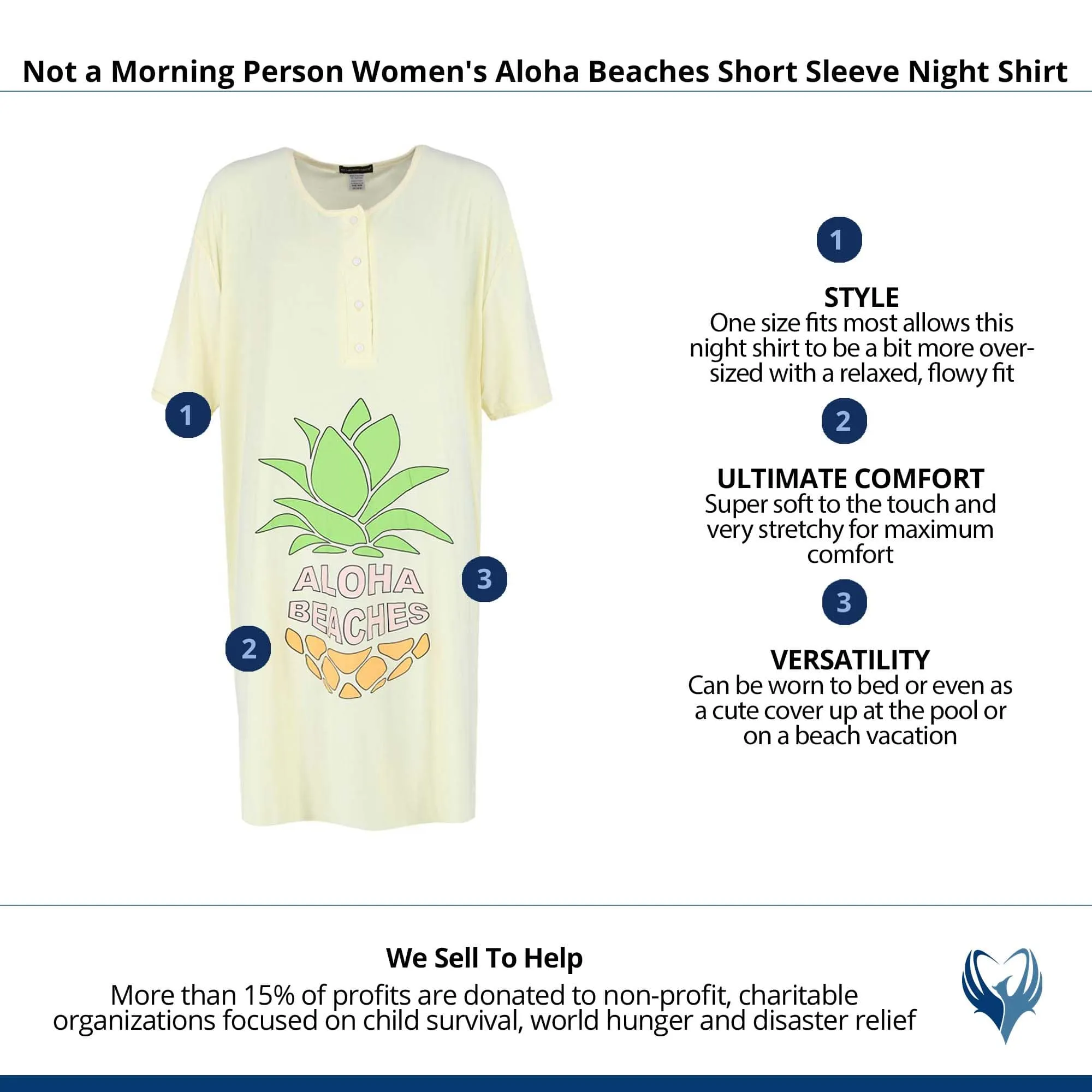 Not a Morning Person Women's Aloha Beaches Short Sleeve Night Shirt