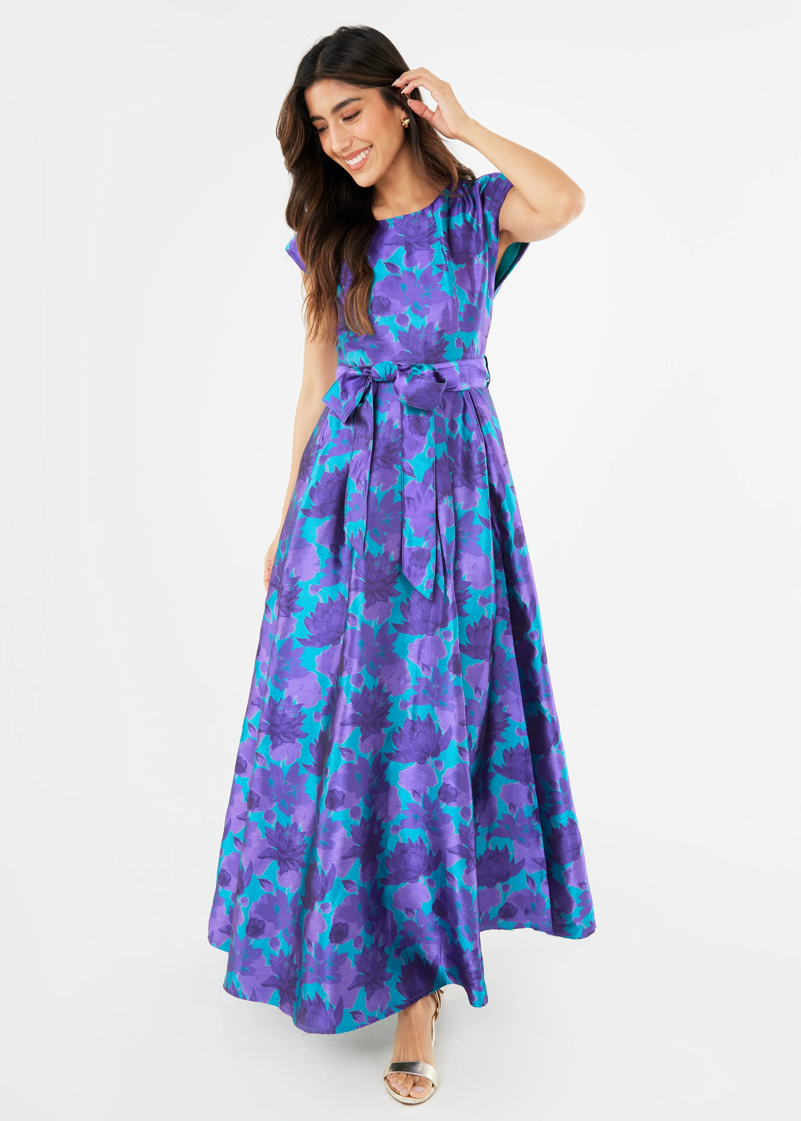 Olivia Gown Purple Floral Silhouette Jacquard