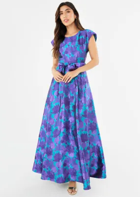 Olivia Gown Purple Floral Silhouette Jacquard