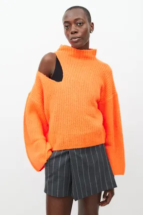 Orange Cut Out Knit Sweater