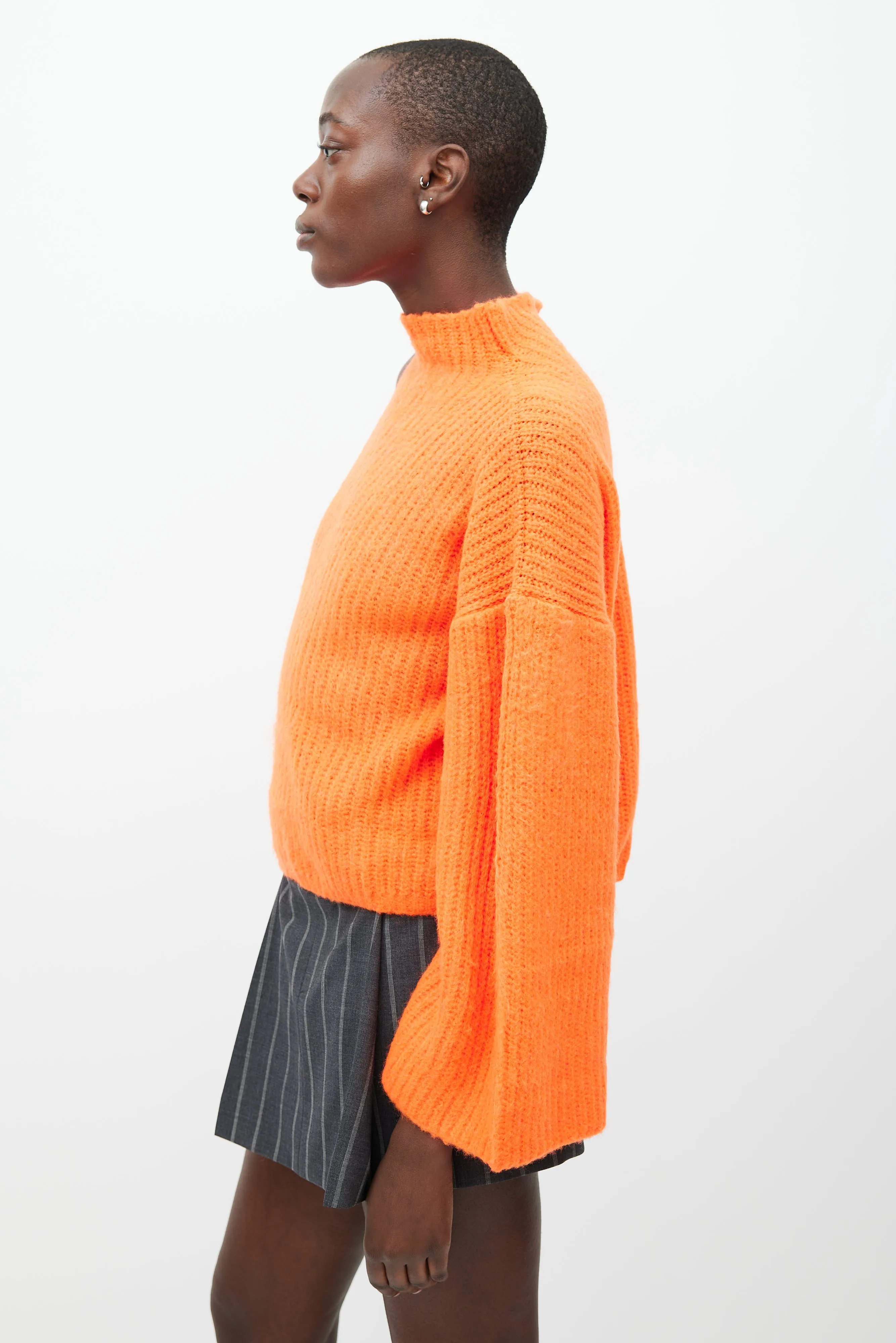 Orange Cut Out Knit Sweater